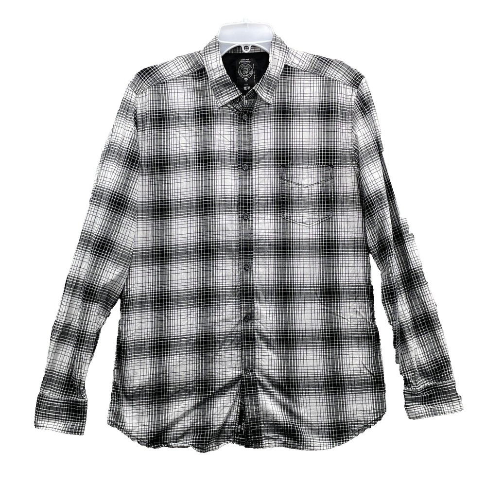 Diesel Industry Plaid Shirt Mens Medium Black White Grunge Preppy Y2k Streetwear